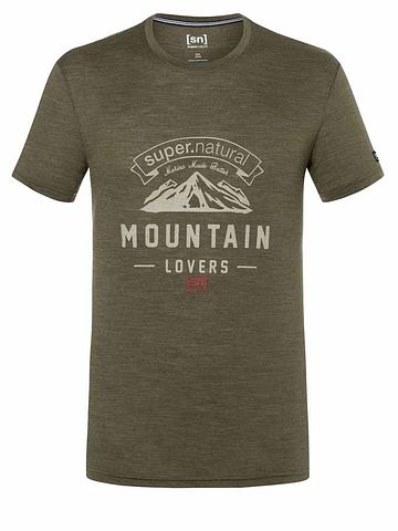 SN Super Natural M MOUNTAIN LOVE TEE OlivNight/SenRock