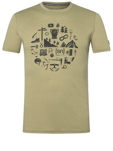 SN Super Natural M WELL EQUIPPED TEE aloe/black ink