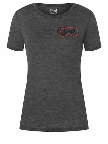 SN Super Natural W GOGGLE TEE pi gry m/blk/a re