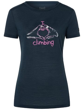 SN Super Natural W I LOVE CLIMBING TEE blueberry/orchid/natural white